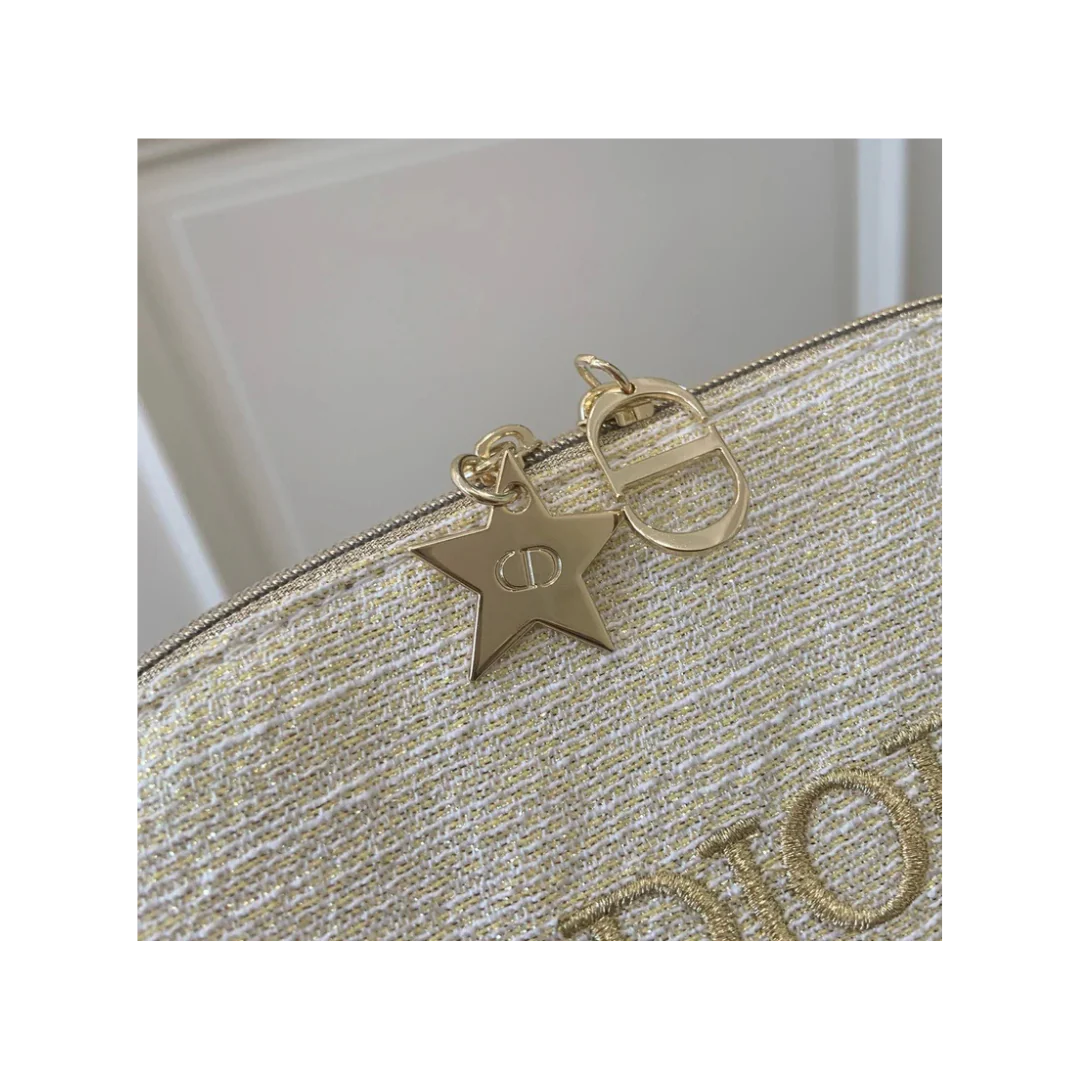Dior Holiday 2024 Makeup Pouch with Star and CD Logo Chain - Image 3